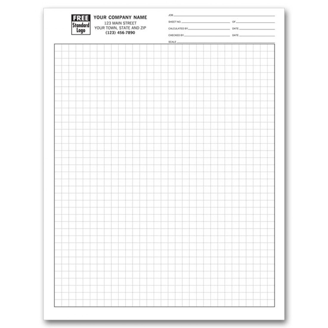 engineering graph paper with company logo