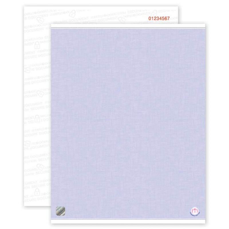 High Security Paper Blue, Blank Sheets, Numbered SSPH01N At Print EZ.