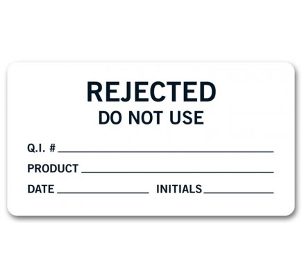 Rectangular Rejected Product Label 
