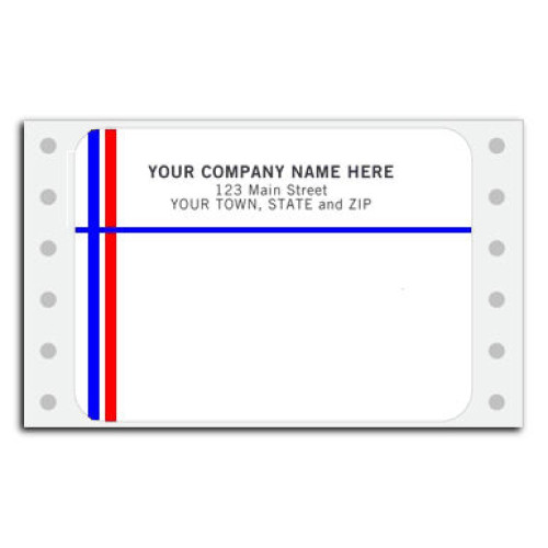  Continuous Mailing Label - Blue/Red Line (Item #D216) - Pin-Fed  Labels  - Mailing Labels  