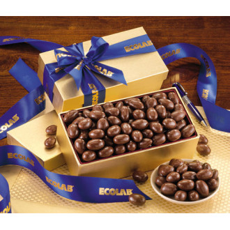 Gold Gift Box with Milk Chocolate Covered Almonds