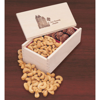 Wooden Collector's Box with Pecan Turtles & Jumbo Cashews 