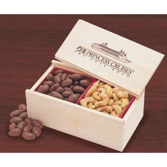 Wooden Collector's Box with Milk Chocolate Almonds & Jumbo Cashews 