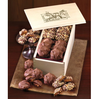 Wooden Collector's Box with English Butter Toffee & Pecan Turtles