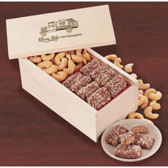 Wooden Collector's Box with English Butter Toffee & Jumbo Cashews 