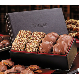 Faux Leather Box with English Toffee & Pecan Turtles 