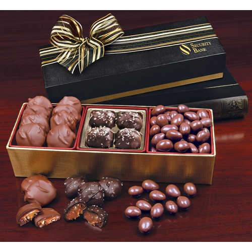 Gold & Black Gift Boxes with Premium Chocolate Trio 