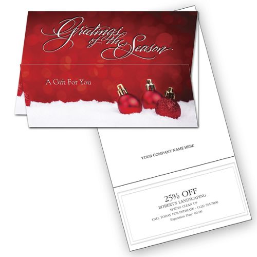 Elegant Ornaments Holiday Coupon Cards 