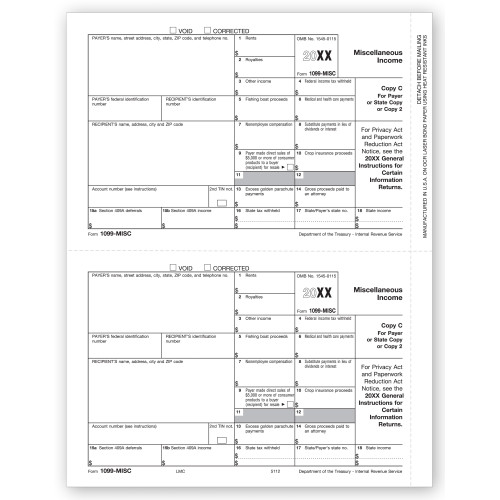 Laser 1099 MISC Income, Payer/State Copy C 