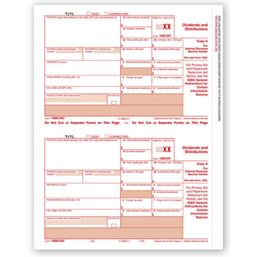 Laser 1099 DIV Income, Federal Copy A 