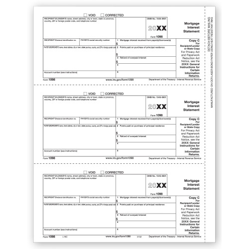 Laser 1098 Mortgage Interest, Lender or State Copy C 