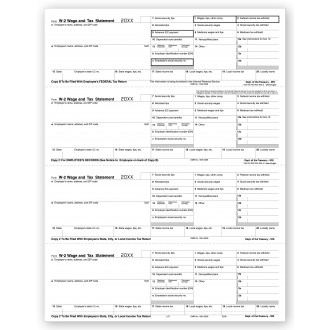 4 Up Laser W 2, Employee Copy, Horizontal Format