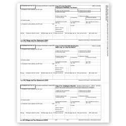 3 Up Laser W 2, Employee Copy, Horizontal Format, Bulk