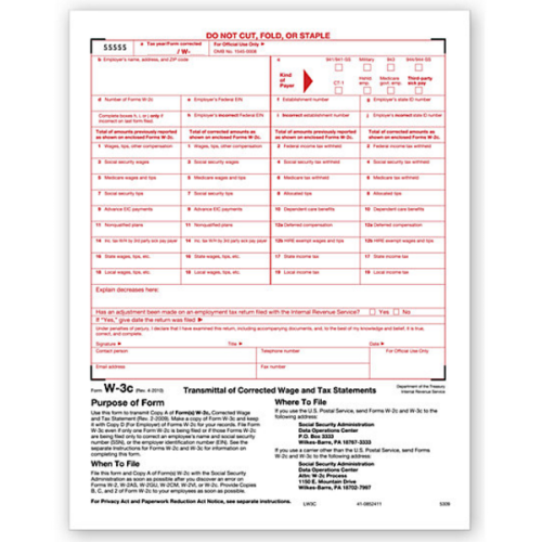 Laser W 3C Transmittal of Corrected Income 